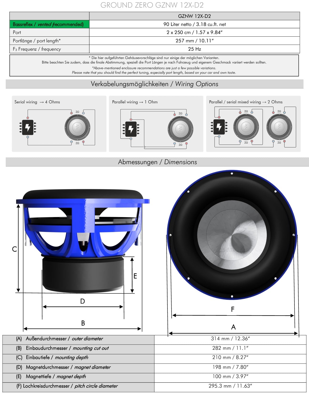 Ground Zero Audio Nuclear GZNW 12X-D2 Long Excursion 12